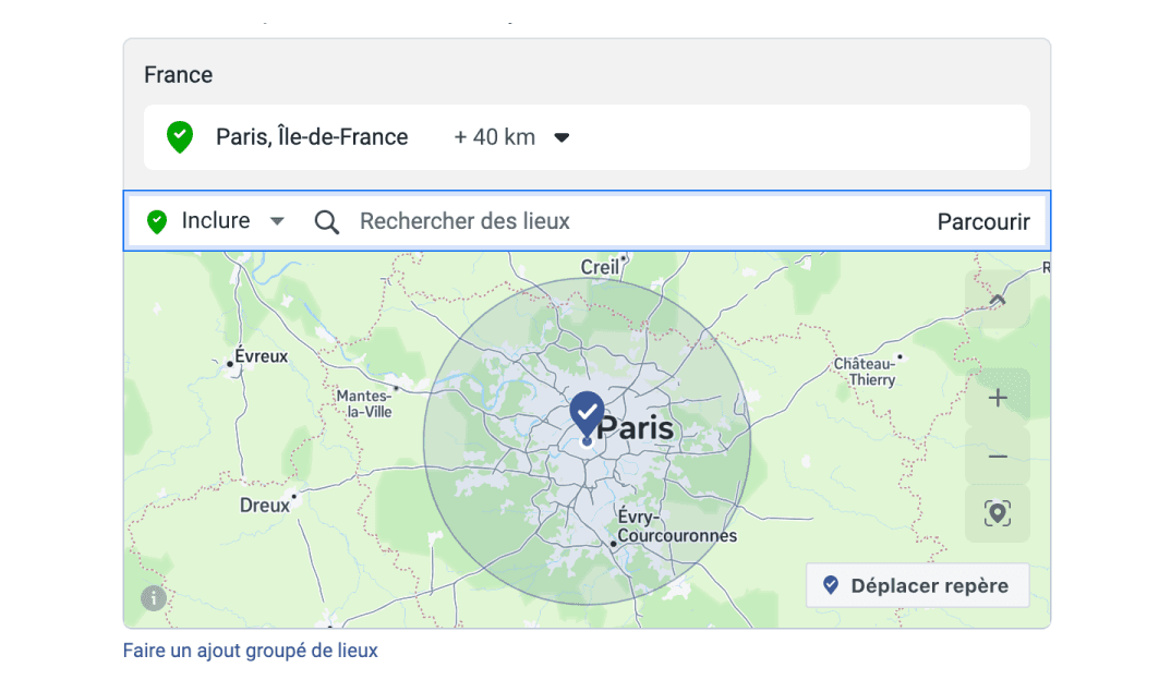 ciblage geographique facebook